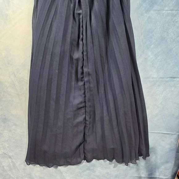 ASOS DESIGN Navy Blue Pleated Maxi Dress Open Back Tie Detail US 10 Wedding Gues - Picture 6 of 7